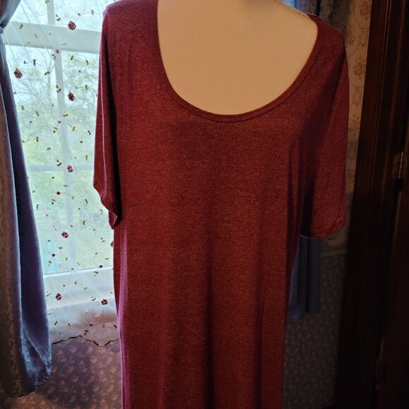 LULAROE HIGH LOW SHORT SLEEVE SIMPLY COMFORT PULLOVER BURGUNDY SHADE SIZE 3XL - Picture 1 of 7